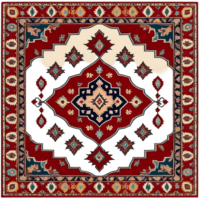 Cinematic Realistic depiction of a richly patterned Turkish carpet, rendered with exquisite details and vibrant colors, set against a soft, warmly lit background that emphasizes its artisanal craftsmanship emoji