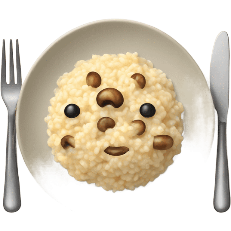 Risotto with mushrooms on a plate emoji