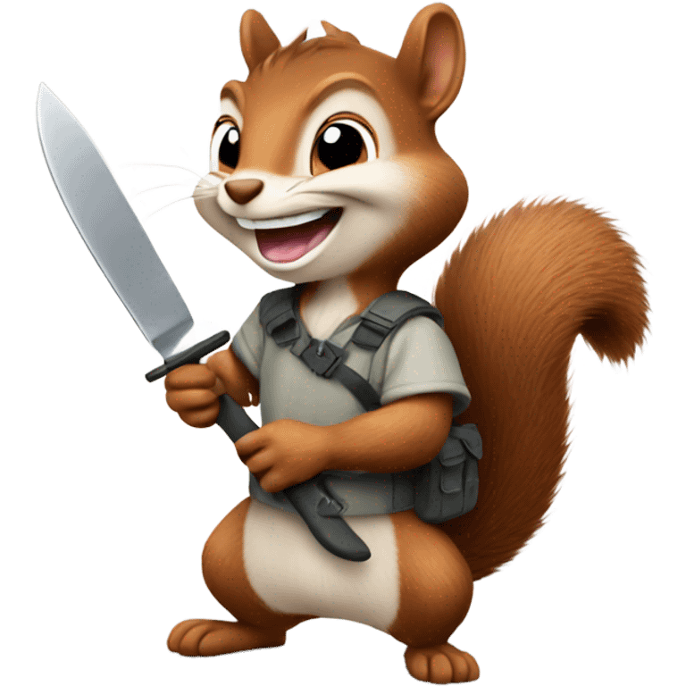 Grinning squirrel with a knife in his hand emoji