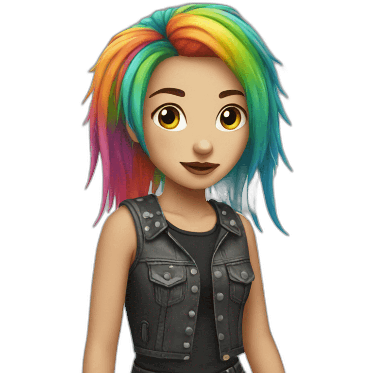 Rainbow hair punk girl emoji