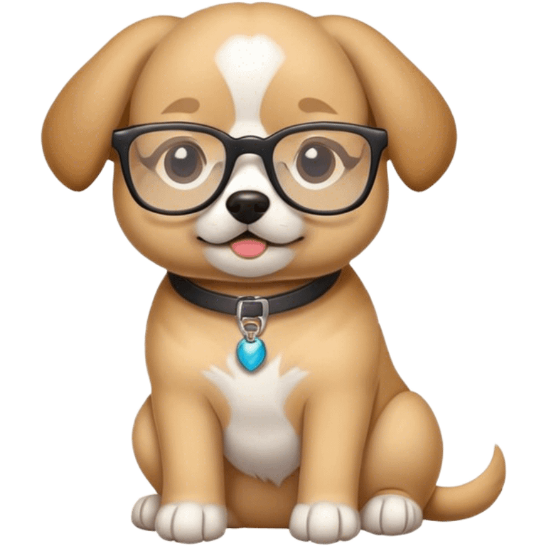 Dog wearing with glasses emoji