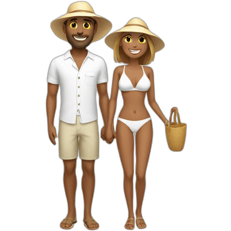 beach vacation couple white emoji