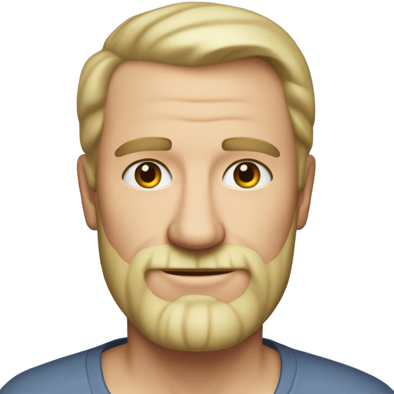 middle aged english man, short slicked back hair blonde, blonde medium length size full beard, in a smart unbuttoned shirt. emoji