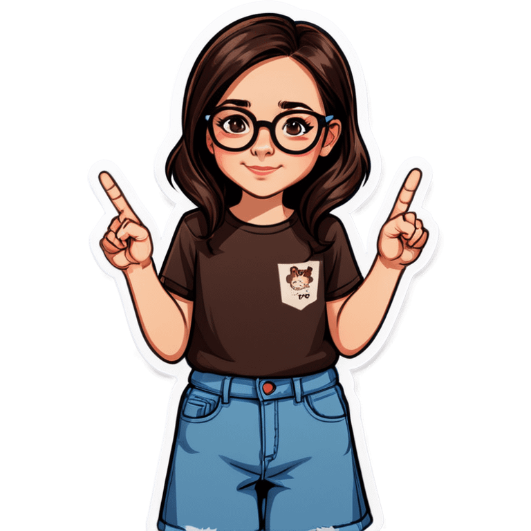 Girl with glasses and dark brown hair holding middle finger up  emoji