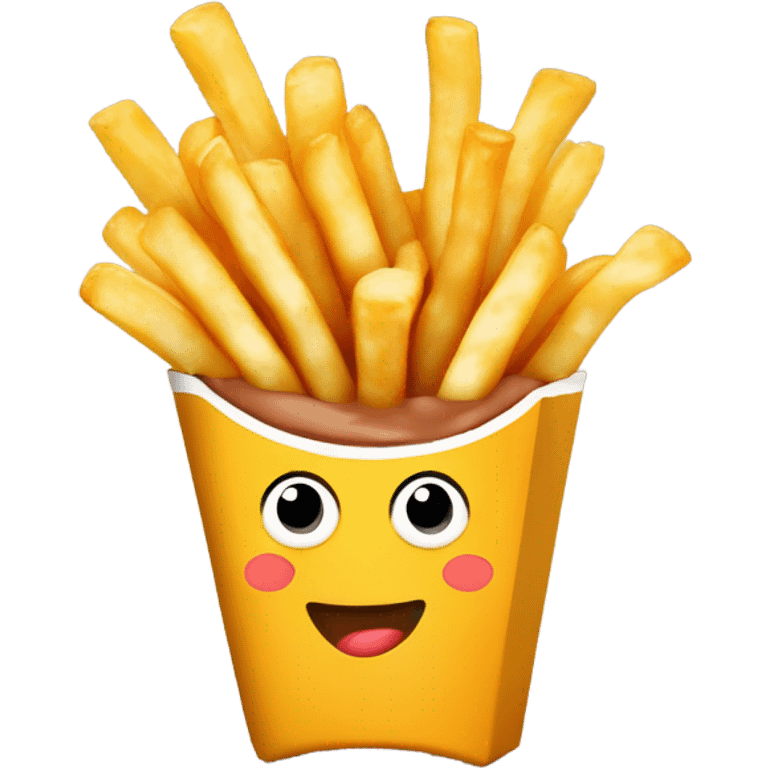 French fries with brown gravy on it and cheese curds on top of it all emoji