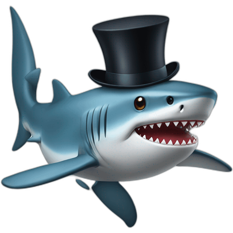 Shark with a top hat emoji