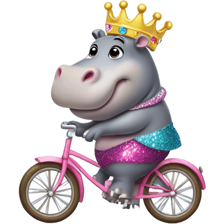 A princess hippo on a bike  emoji