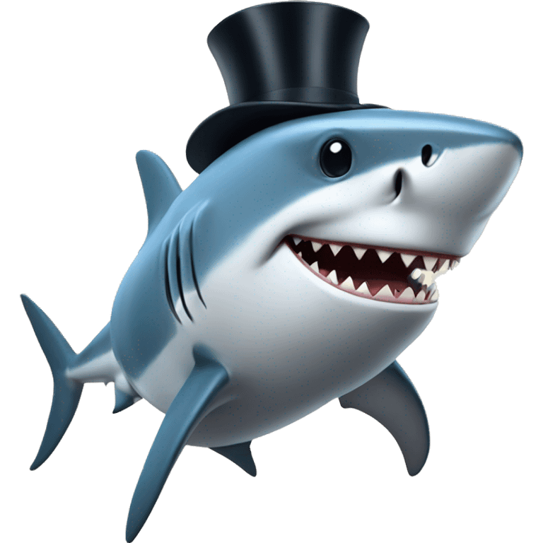 Shark with a top hat emoji