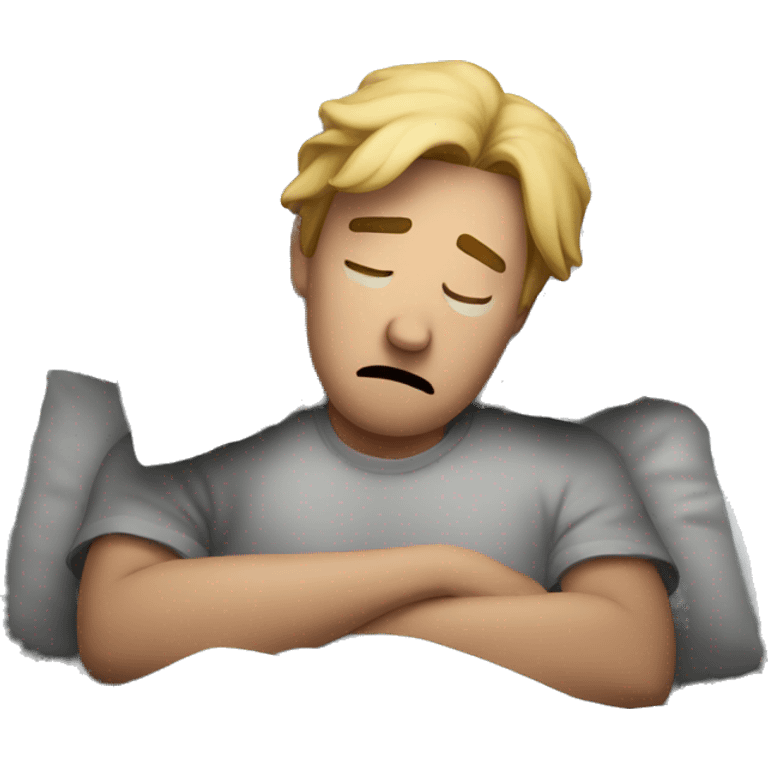 Sad guy in bed sighing emoji