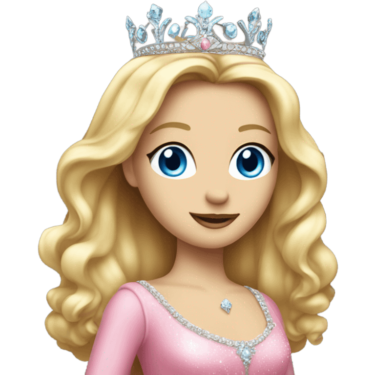 Blue eye long blonde hair queen with pink dress and tiara emoji