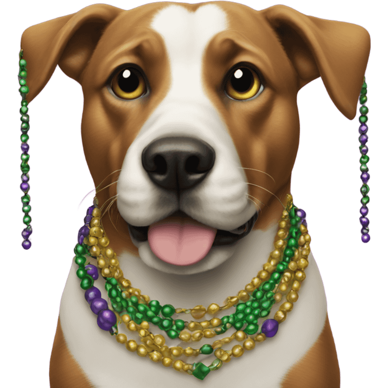 Dog with Mardi Gras beads emoji