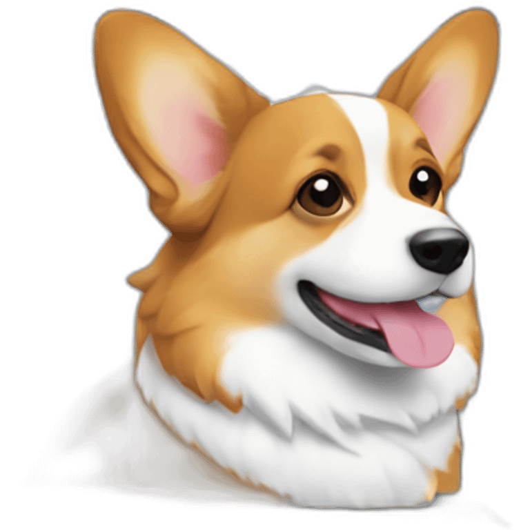 corgi behind laptop emoji