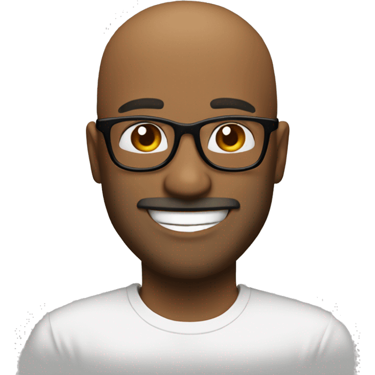 bald facial hair guy with glasses and white t-shirt smiling emoji