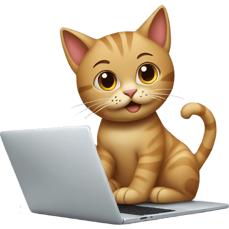 cat working on a laptop macbook emoji