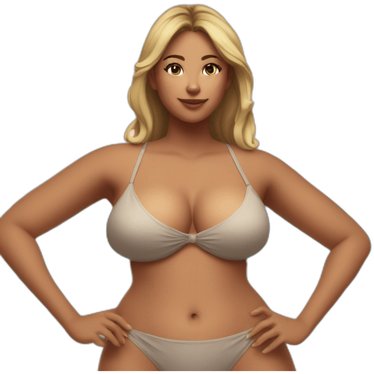 Slim-thicc Caucasian woman bikini hands on hips pose (beach body) emoji