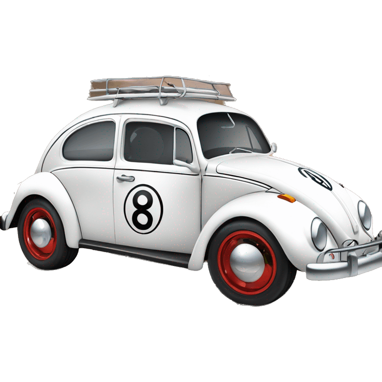 Volkswagen “Herbie Rides Again” themed Bug with wide chrome wheels and tires  emoji