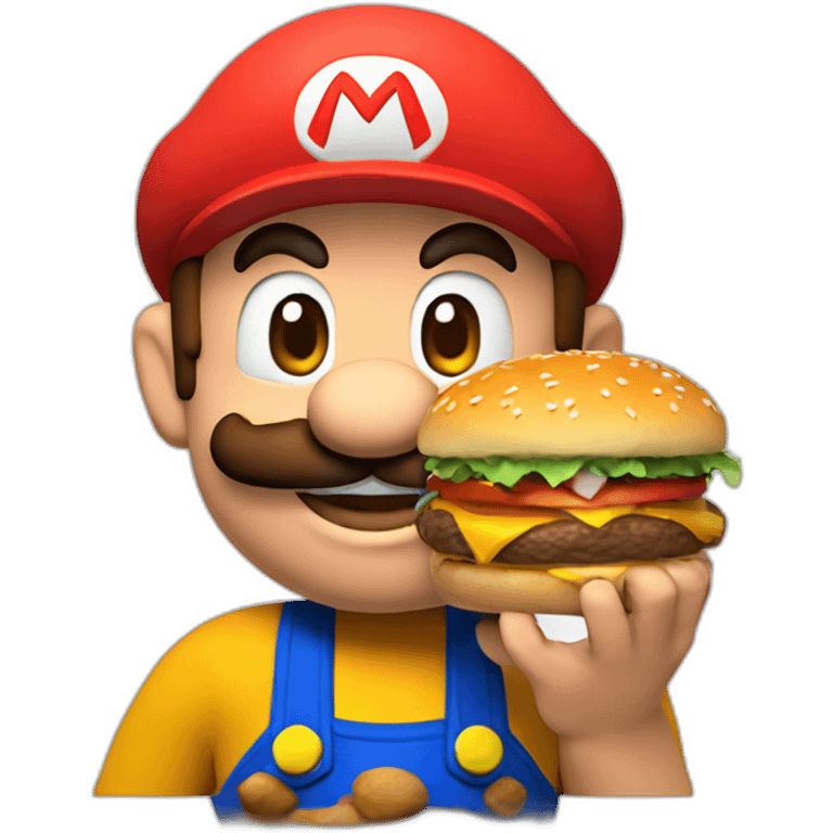 mario with burger emoji