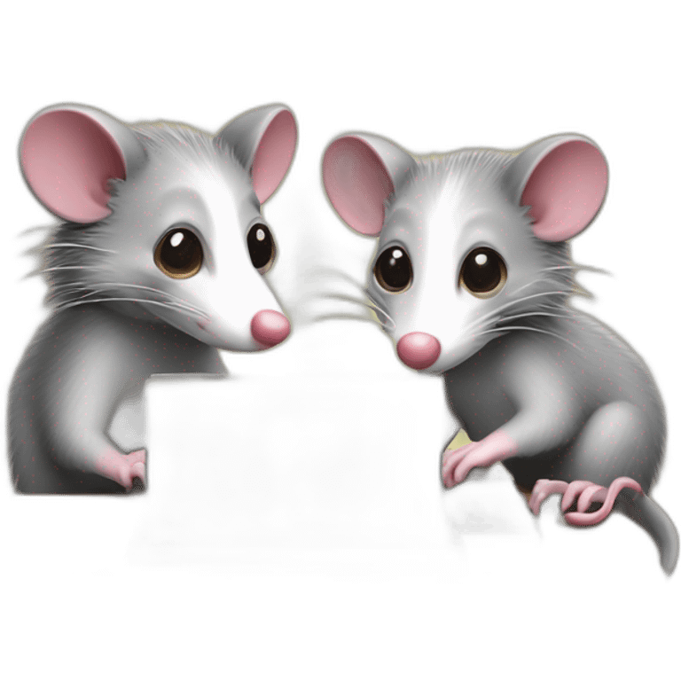 Two opossums working with computers emoji