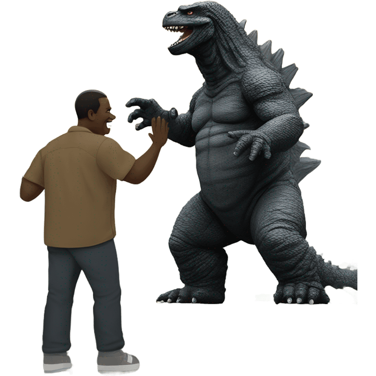 Godzilla high fiving King Kong ￼ emoji