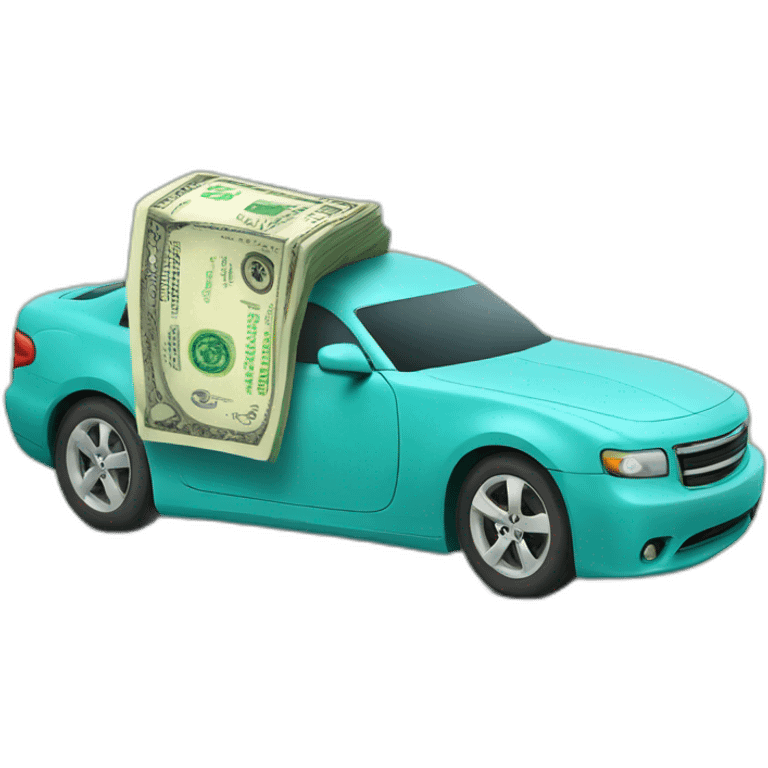 Giant car with giant dollar bill  emoji