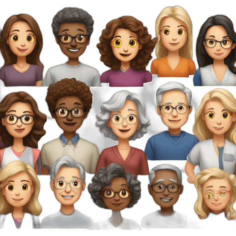 10 Old classmates together with older teacher emoji