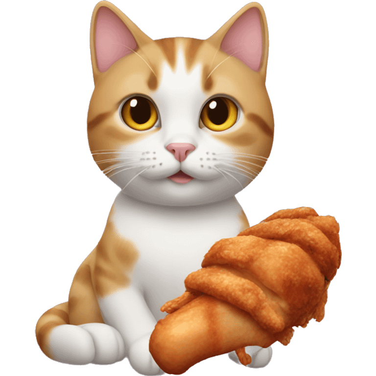 Cat holding a chicken wing emoji