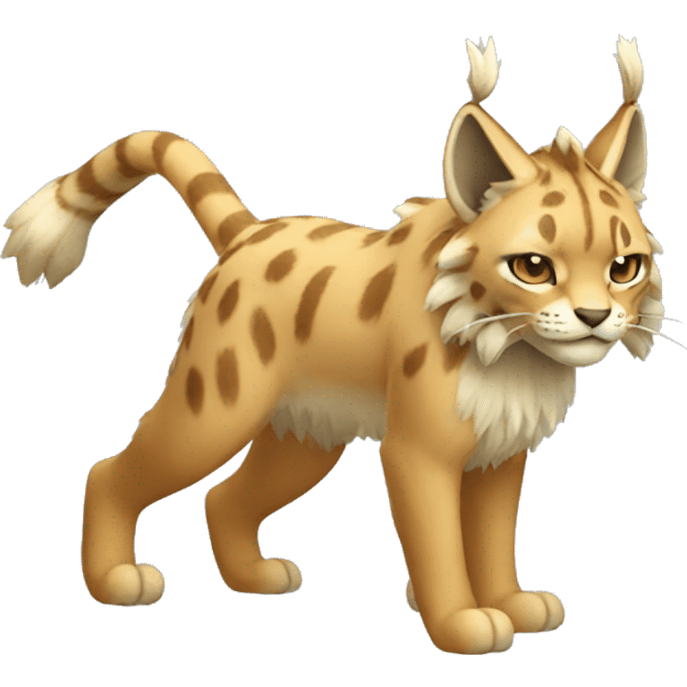 Grass-type Fakémon-Lynx full body emoji