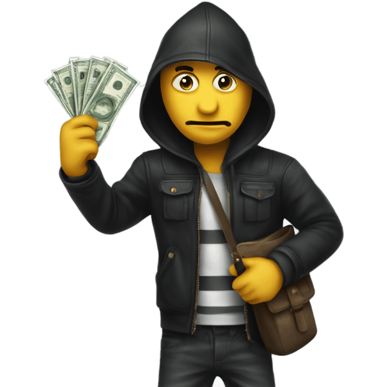 A robber holding a bag of money ￼ emoji