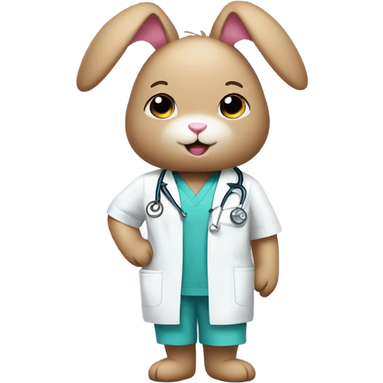 pink bunny wearing scrubs emoji