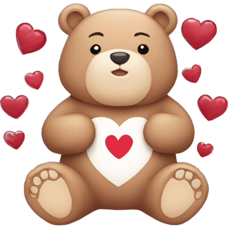 Hearts around a cute bear emoji