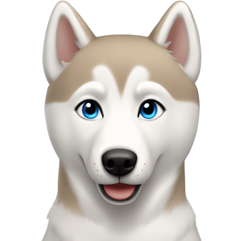 All white husky with blue eyes and a light brown colored nose emoji