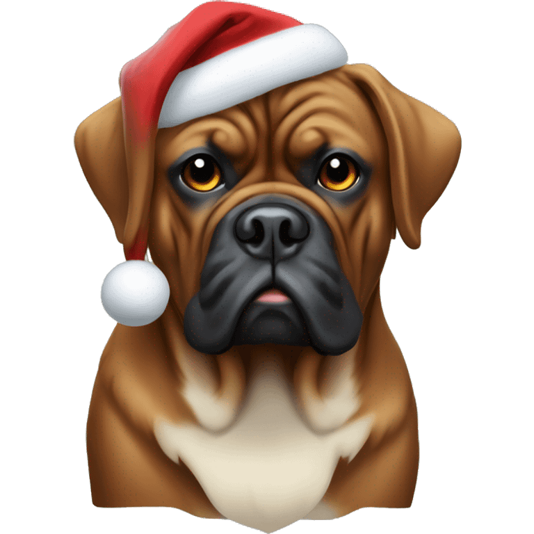 Black masked Dogue de Bordeaux with christmas theme emoji