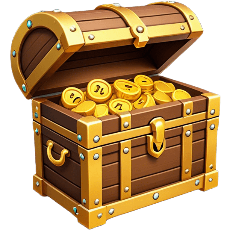 Clash of Clans aesthetic: Cinematic Playful Pixel 3D Treasure Chest Portrait Emoji, rendered in a 3D vector-style similar to standard emojis with minimal shading and bold, simplified shapes. A compact, distinct form with signature details, softly glowing with a pixelated adventure charm. Simplified yet unmistakably iconic, highly detailed and consistent, glowing with a soft radiance and high shine. Stylized with a touch of classic pixel-art charm and a soft glowing outline, capturing the essence of a beloved gaming relic with a friendly, playful manner! emoji