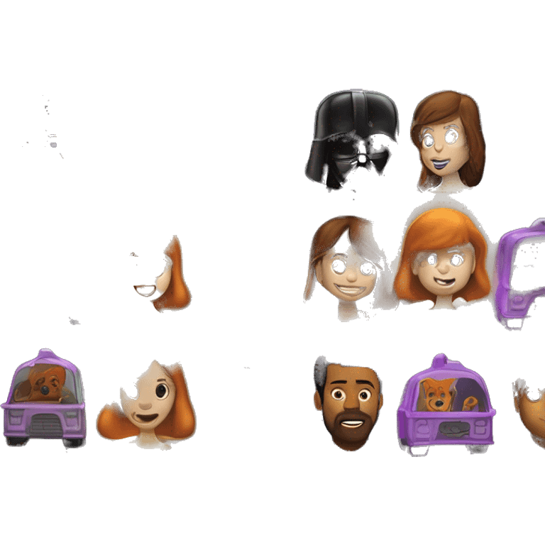 Tonka Toys Darth Vader’s and Scooby Doo’s, Velma, Shaggy, Daphne, and Fred’s mystery machine ghost hunters van holographic flames  emoji