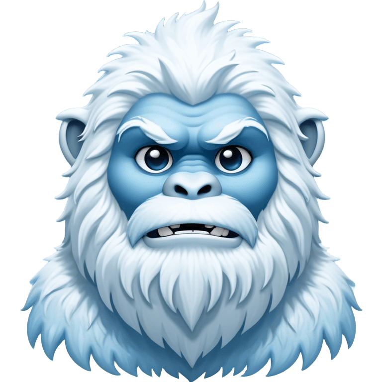 Cinematic Noble Yeti Portrait Emoji, Grand and enigmatic, with a towering, snow-dusted figure in pristine whites and cool blues, exuding ancient, mystical wisdom and stoic majesty, simplified yet exquisitely detailed with frosty textures, glowing with a gentle, icy outline that captures the awe-inspiring presence of a guardian of the frozen wilds! emoji