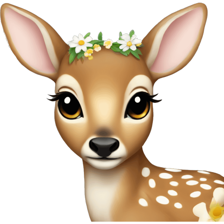 baby deer laying down with flowers in hair emoji