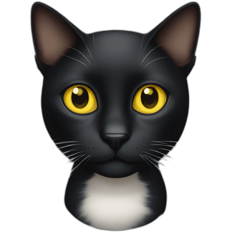 Black cat with a white spot between the yellow eyes emoji