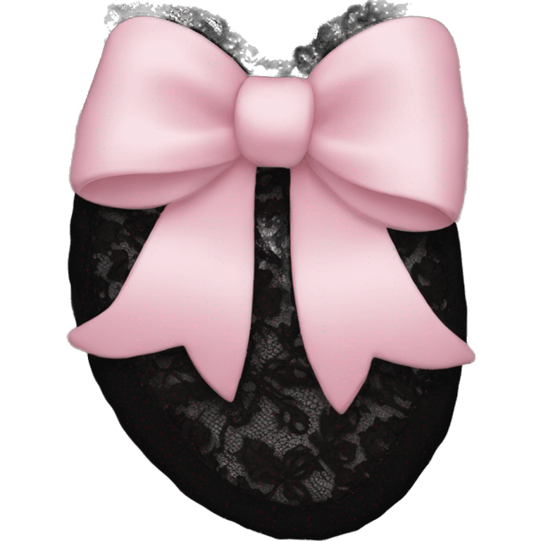 Black lace sock with soft pink bow emoji