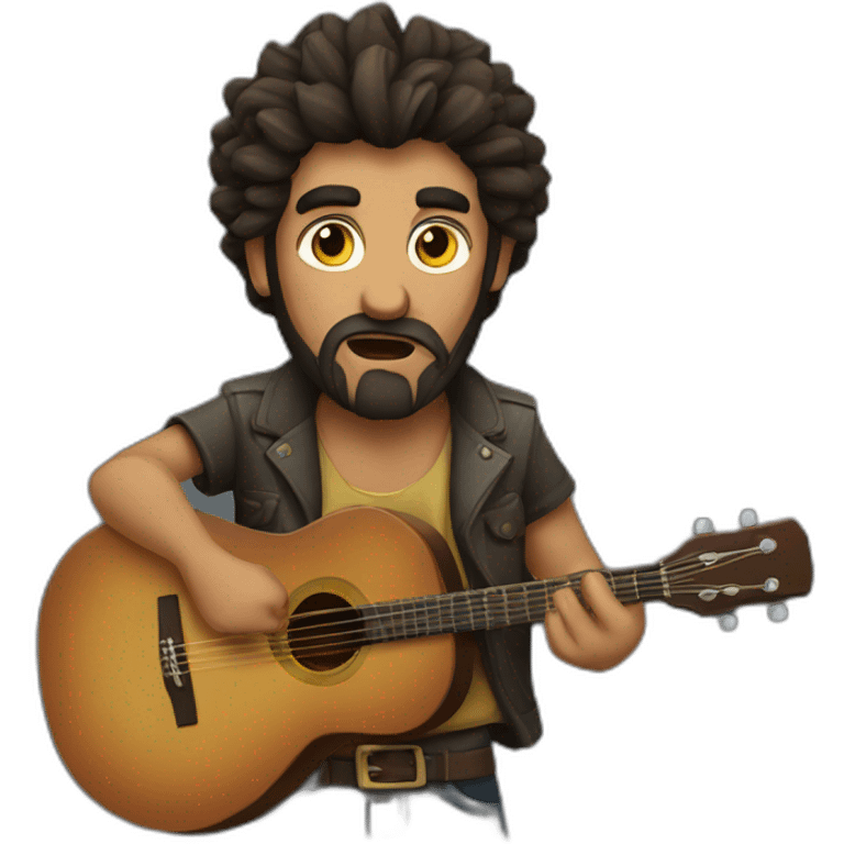 Gipsy guy with beard angry playing guitar emoji