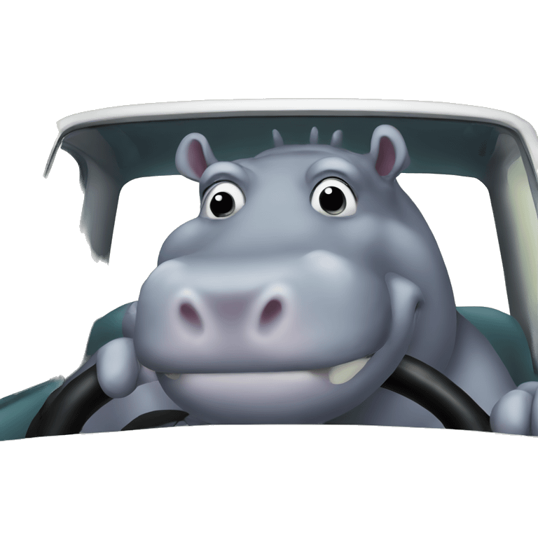 Hippo in car emoji