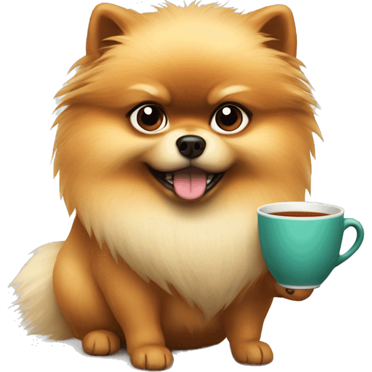 angry pomeranian with cup of tea emoji