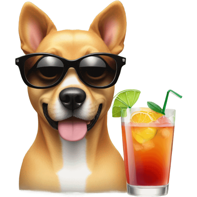 Dog with sunglasses and cocktail  emoji