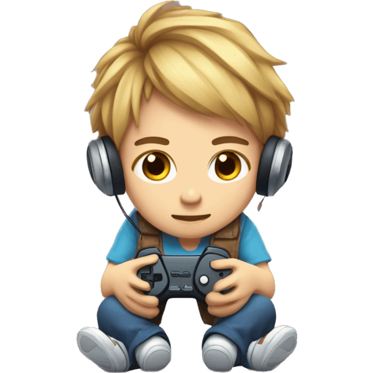 Gamer trop mignon en train de jouer sur son ordi emoji