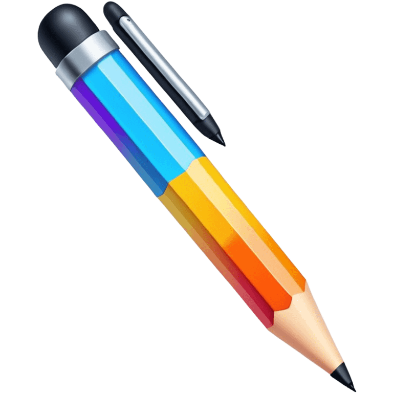 Computer graphics icon, digital design tools like a stylus, tablet, pixelated image, vibrant colors, minimalistic style, clean lines, transparent background. emoji