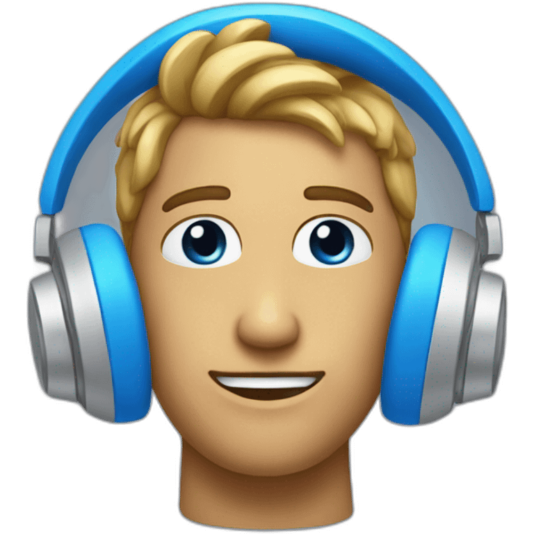 blue heardphones on head emoji