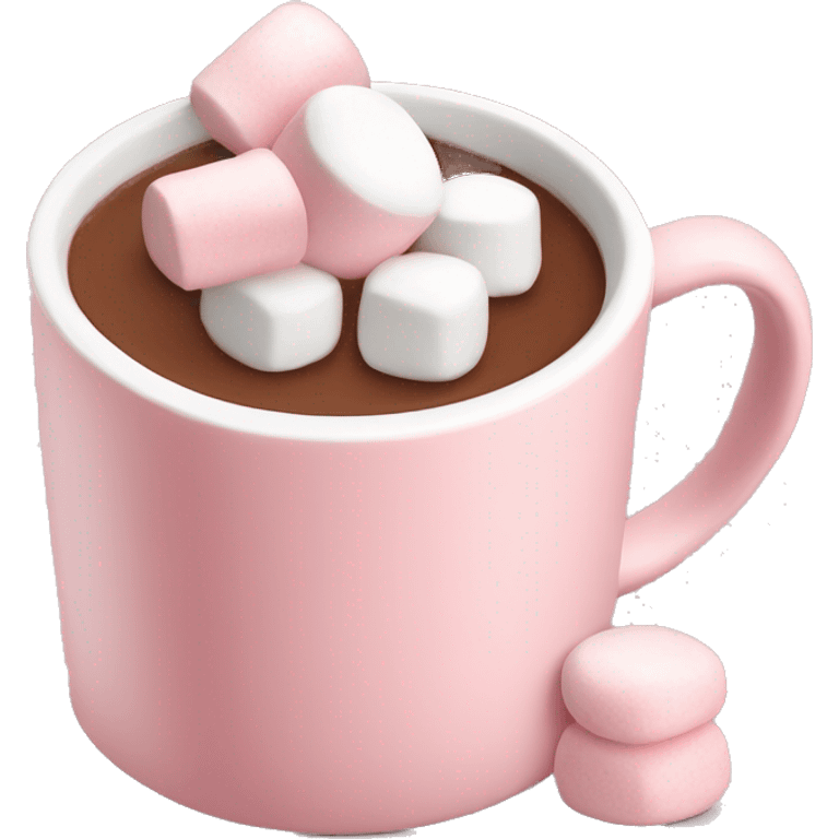 Light Pink mug of hot chocolate with marshmallows  emoji