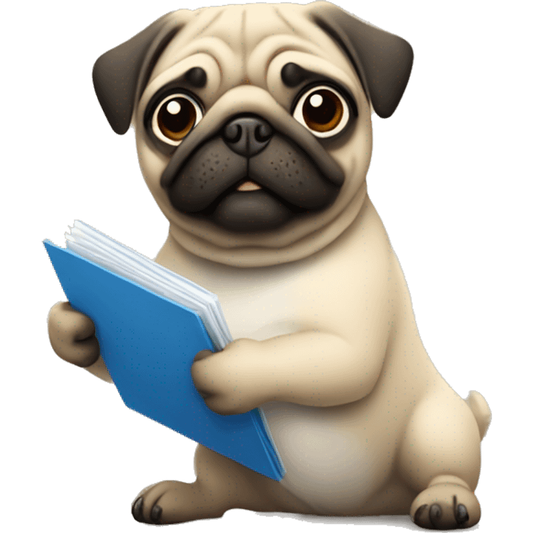 a pug holding a folder with documents emoji