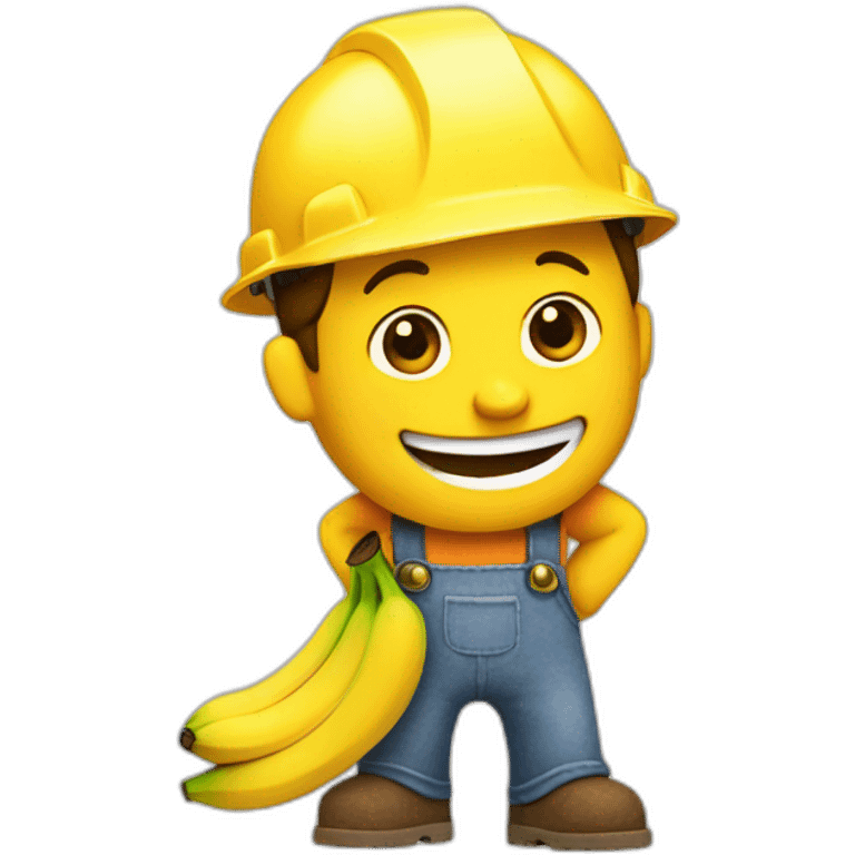 Bob the builder with a banana smile emoji