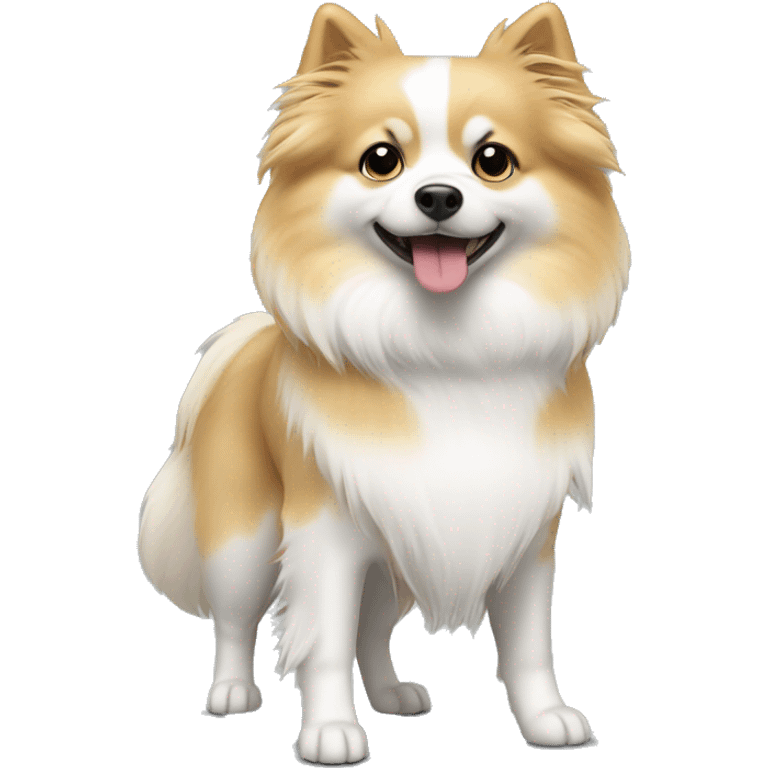 White and blonde spots spitz standing  emoji