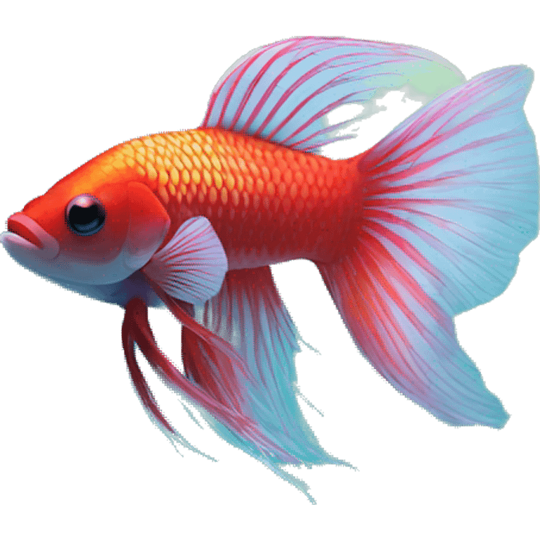 A female beta fish in beautiful ecosystem of aquarium emoji